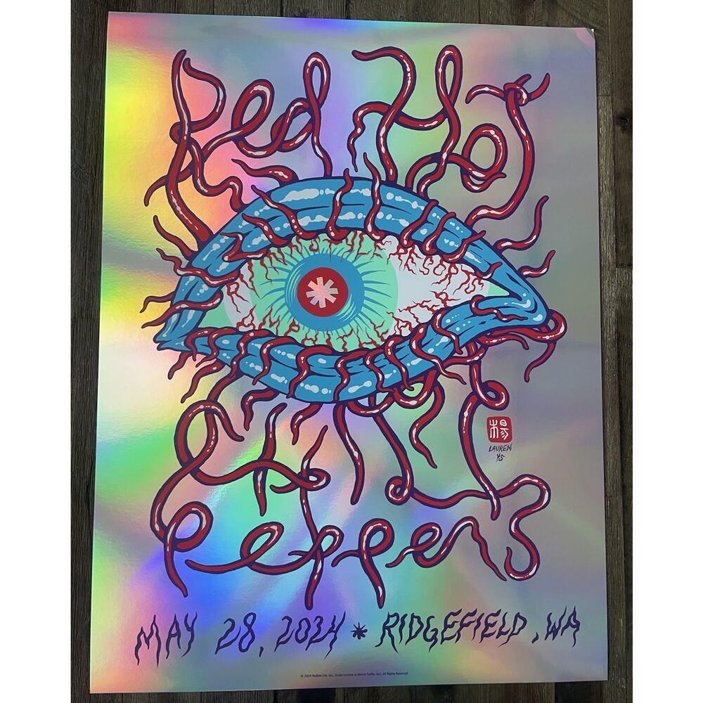 Red Hot Chili Peppers Silver Foil Poster Ridgefield WA 5/28/24 RHCP *READ*